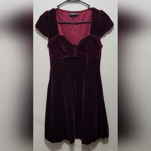 Sourpuss Burgundy Velvet Dress